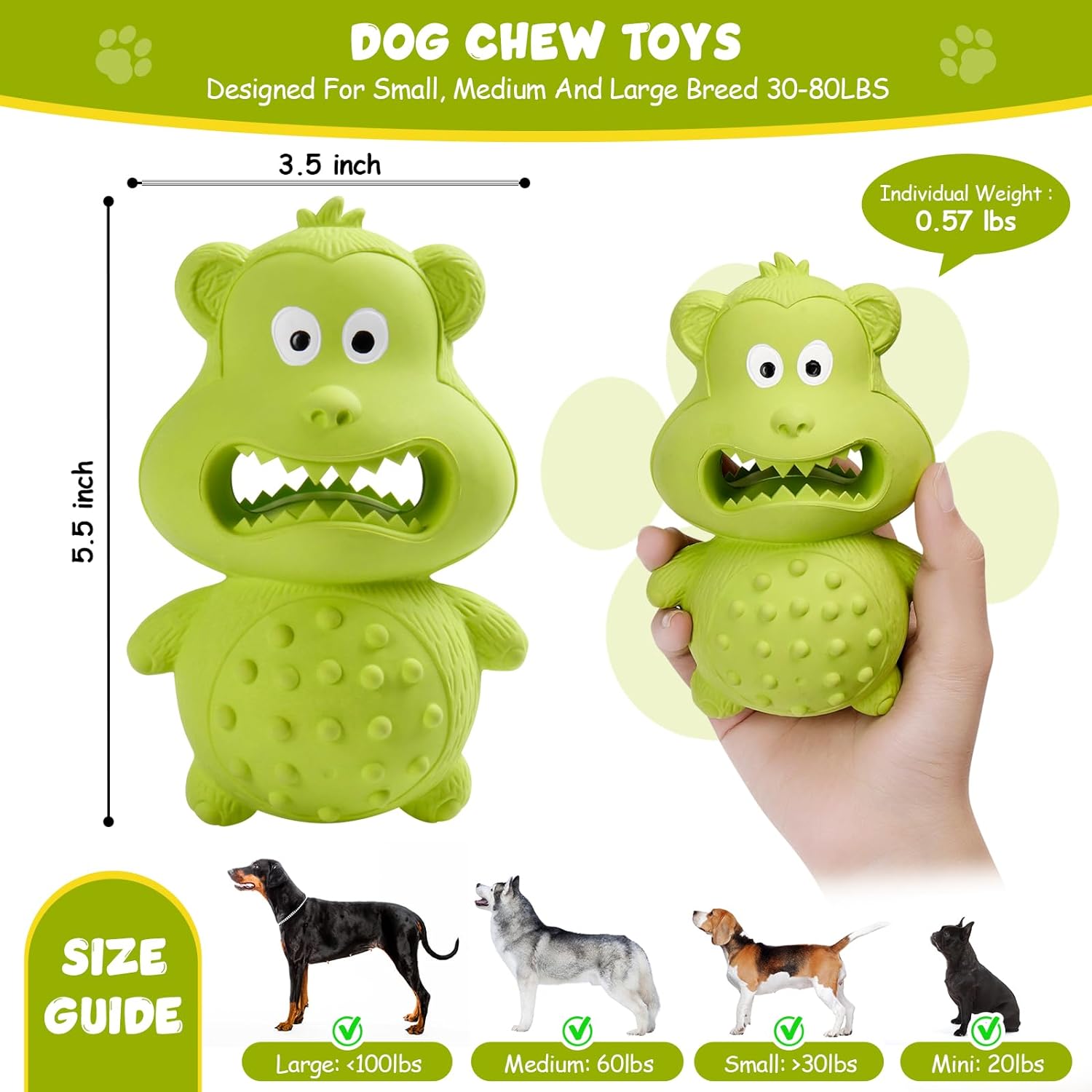 Rubber Squeaky Treat Toy for Strong Chewers