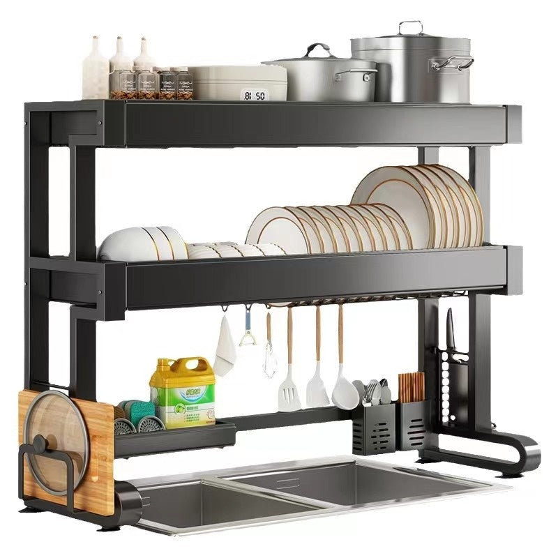 Stainless Steel Over-the-Sink Rack with 6 Hooks