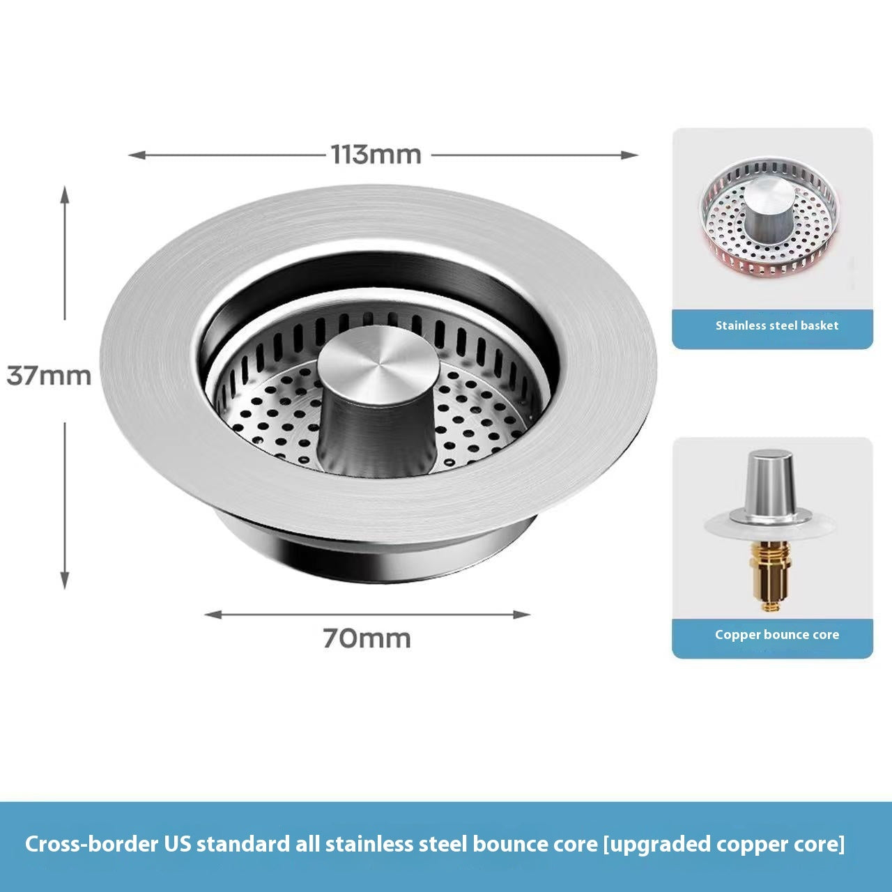 Stainless Steel Pop-Up Sink Strainer